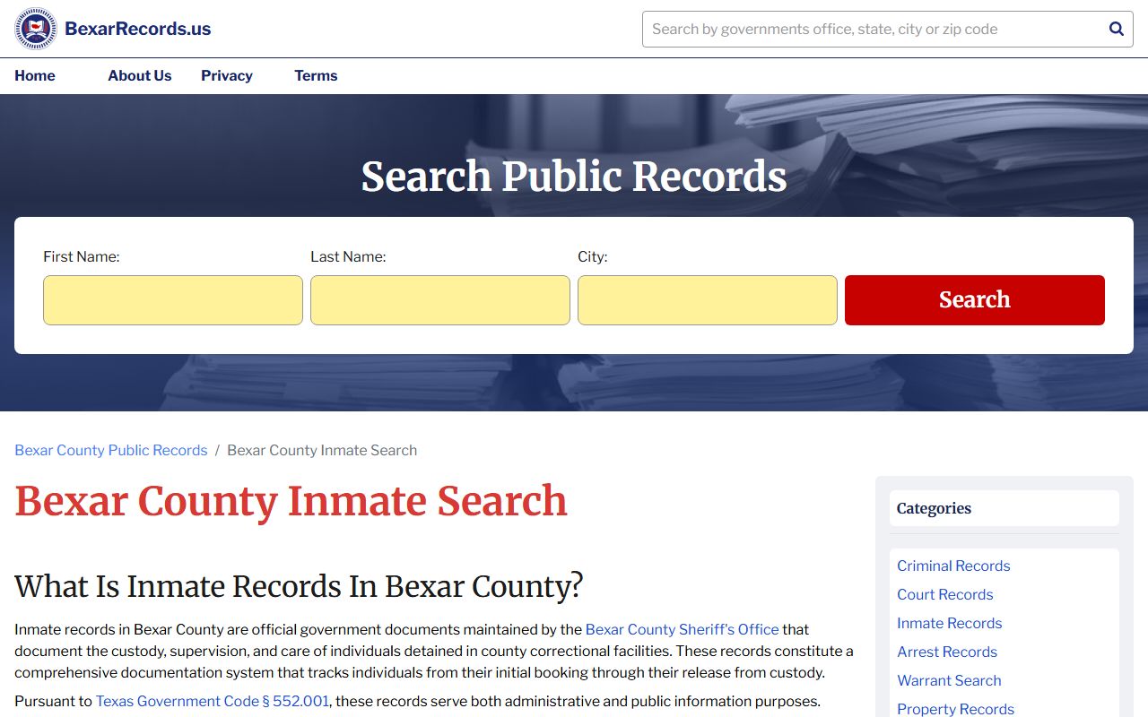 Bexar County Sheriff arrest records and jail activity reports