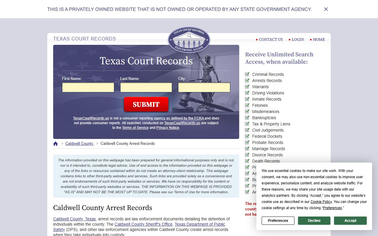 Caldwell County Sheriff's Office arrest records and jail information in Lockhart Texas