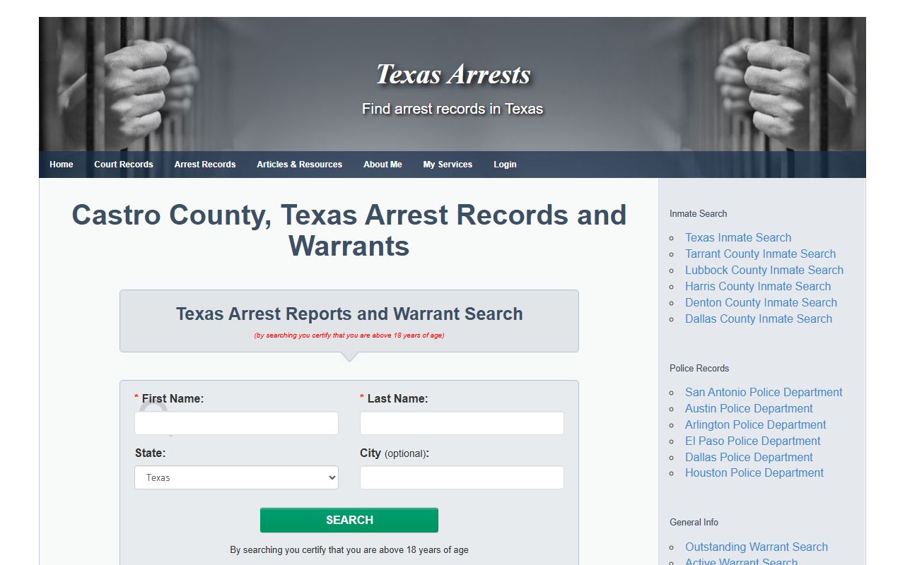 Castro County Sheriff's Office arrest records and jail in Dimmitt Texas
