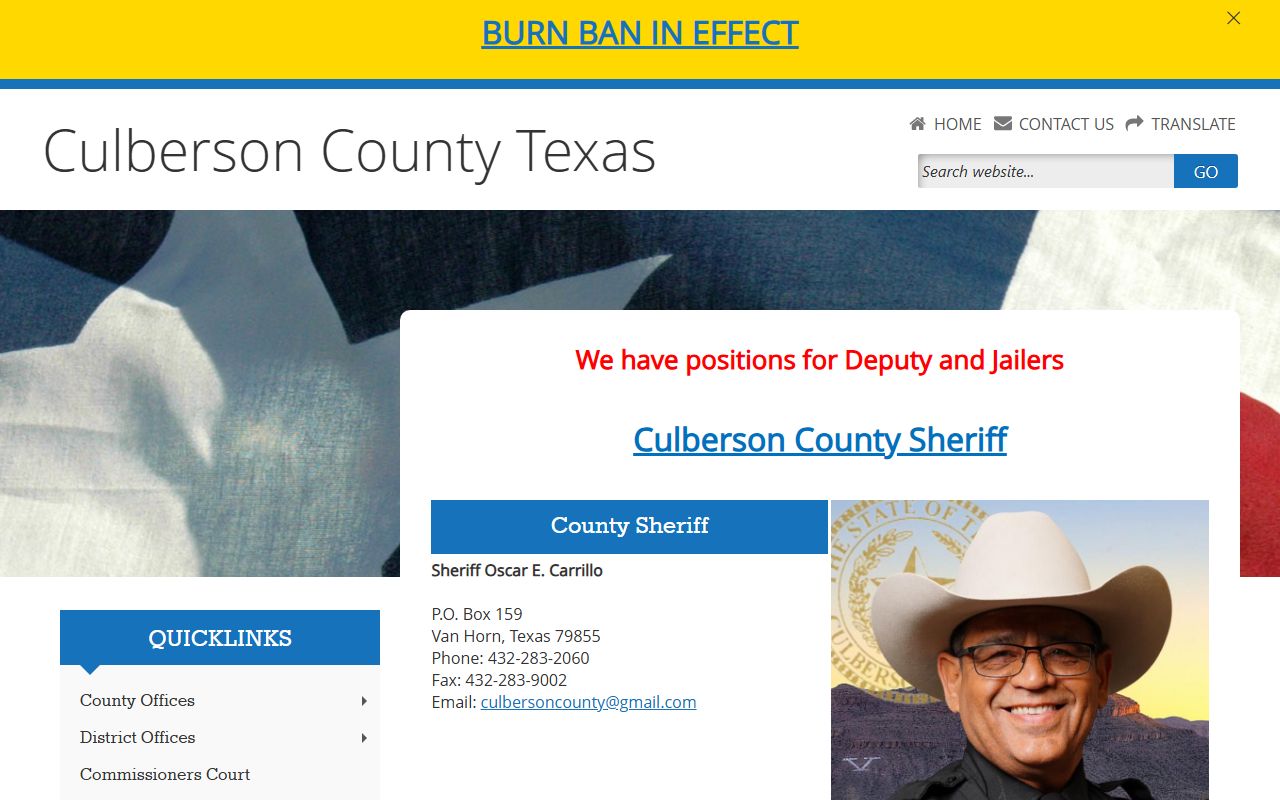 Culberson County arrest records Sheriff's Office