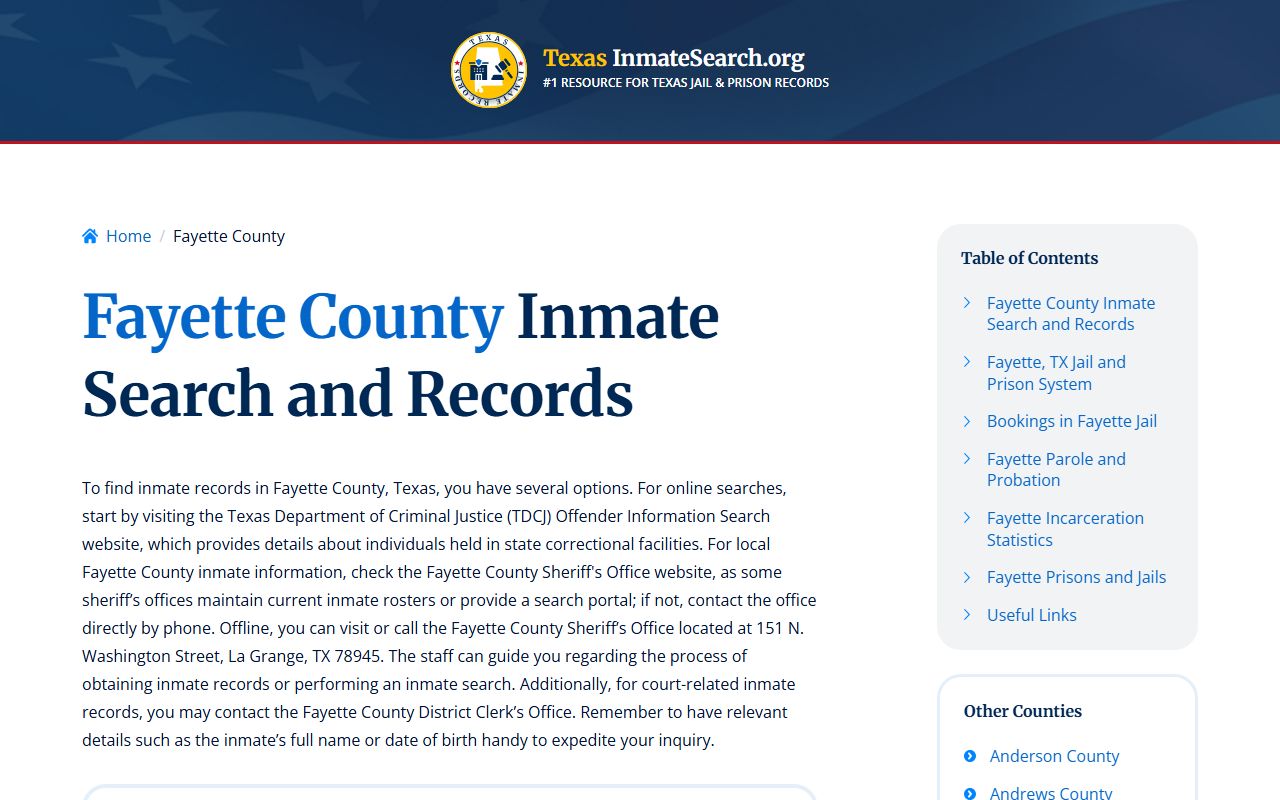 Fayette County Sheriff arrest records and jail information