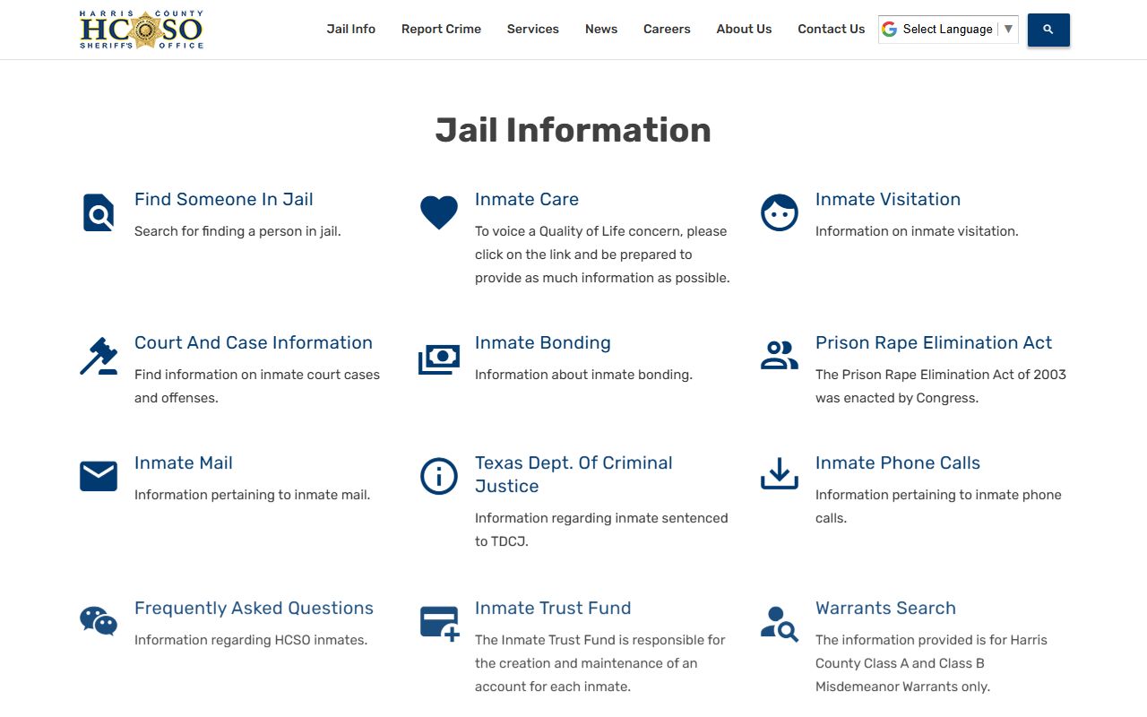 Harris County Sheriff's Office arrest records and jail inmate search portal