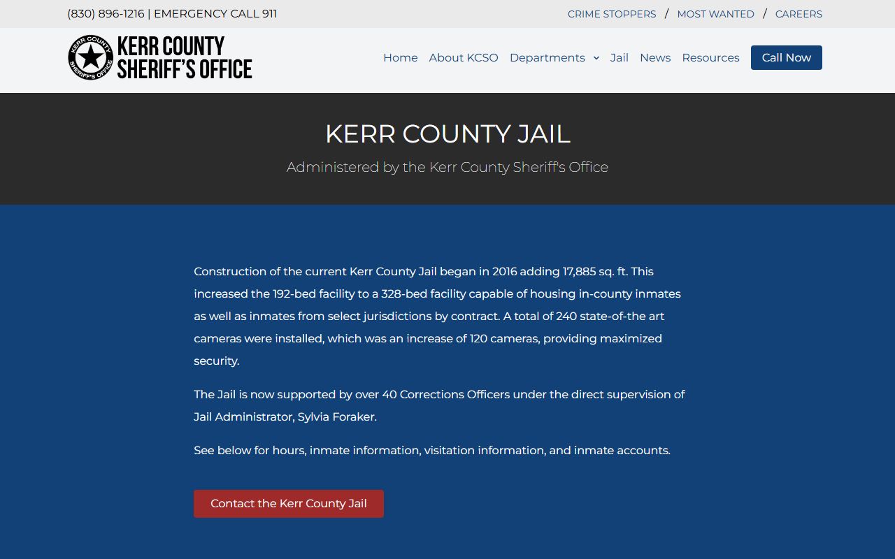 Kerr County Sheriff's Office jail page for Kerr County arrest records
