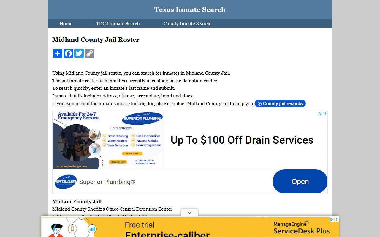 Midland County Sheriff's Office arrest records and inmate search Midland Texas
