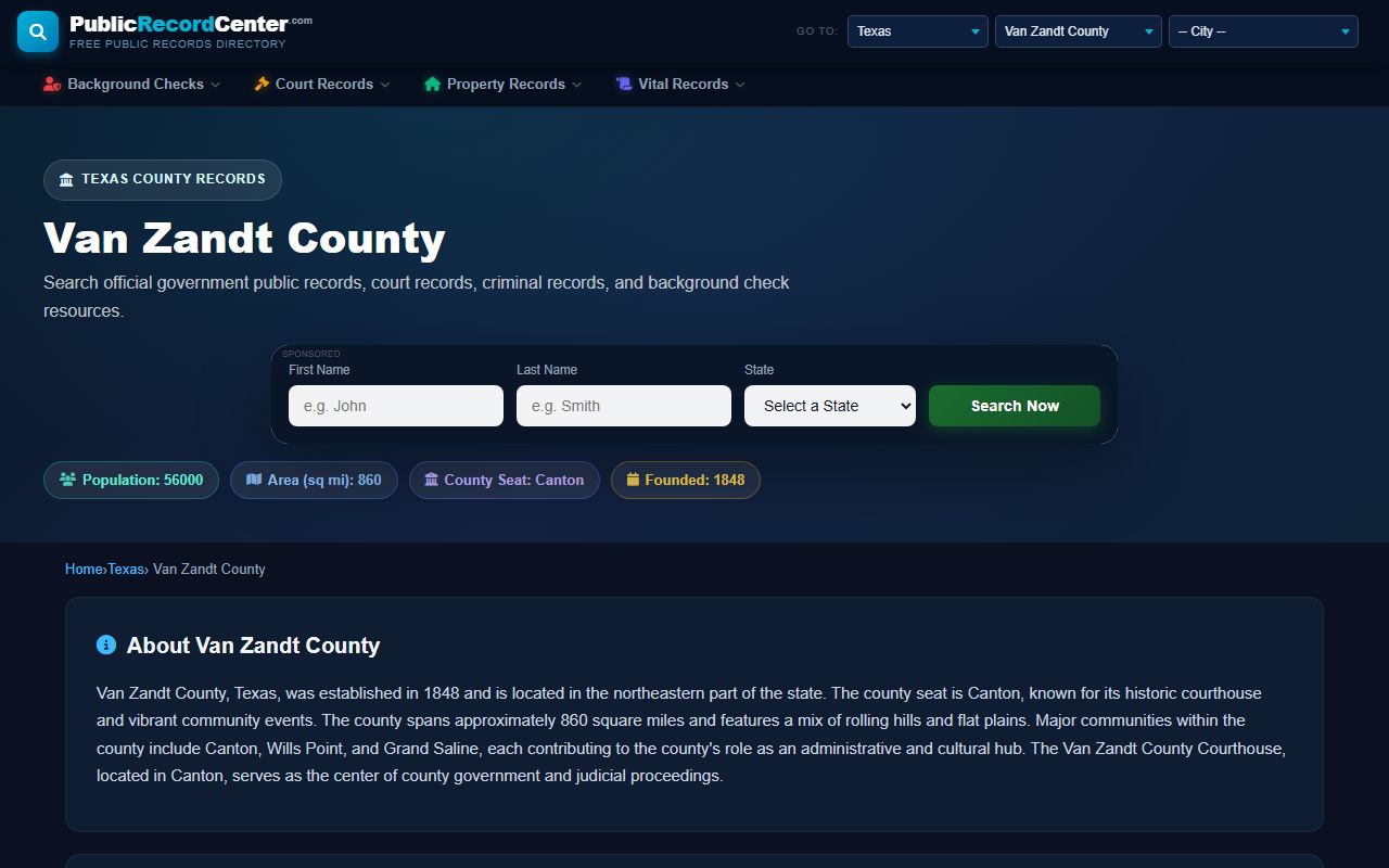 Van Zandt County arrest records and Sheriff's Office booking information