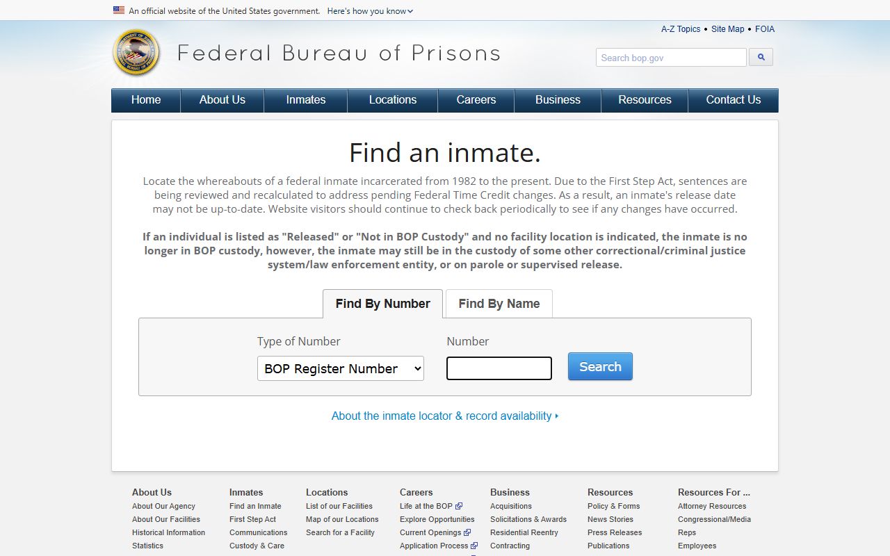Federal Bureau of Prisons Inmate Locator Texas Arrest Records